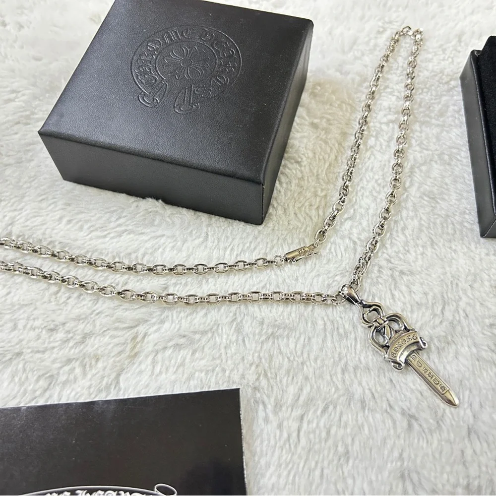 Chrome Hearts Silver Sword Dagger Pendant Necklace